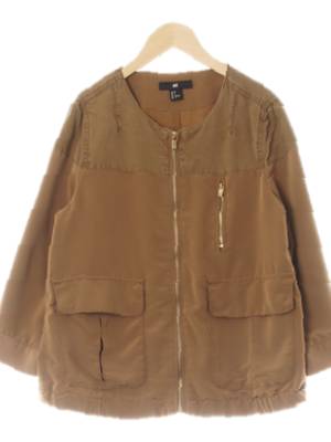 h&m 다크베이지 어깨배색8부슬리브집업