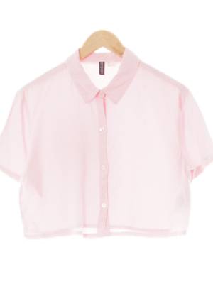 h&m 핑크 크롭반소매루즈블라우스