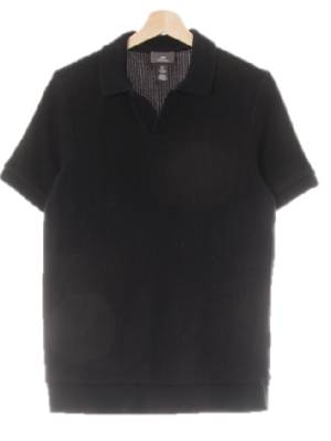 h&m 블랙 면혼방 스키퍼니트반팔카라티