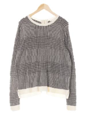 h&m 블랙 체크 울혼방 배색스웨터