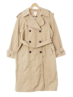 h&m 베이지 면 빅카라나그랑더블트렌치코트