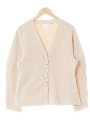 h&m 라이트베이지 울혼방 큐빅버튼와이드슬리브가디건
