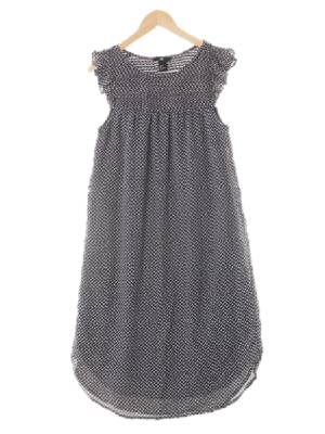 h&m 네이비 리본패턴 프릴캡슬리브원피스