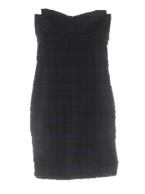 자라 다크네이비다크아이비그린 체크 튜브탑슬림원피스