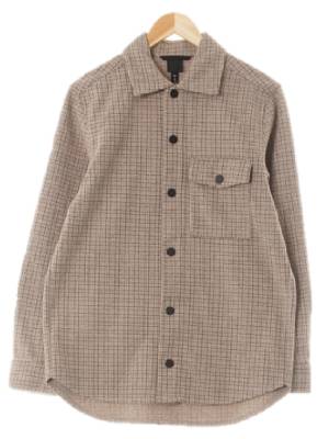h&m 웜토프브라운 체크 플란넬 무광버튼셔츠형웜자켓