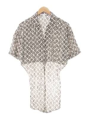 h&m 블랙 부채꼴마름모패턴 매듭스키퍼크롭블라우스