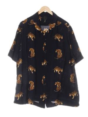 h&m 네이비 표범패턴 숏슬리브스키퍼셔츠