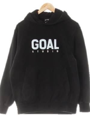 goalstudio 블랙 프린팅 면 싱글포켓빅로고후드티