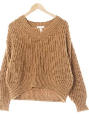 h&m 카멜베이지 로우게이지브이넥스스웨터