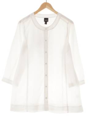 eileenFisher 화이트 라운드7부롱블라우스