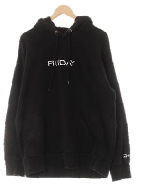vetements 블랙 면혼방 프라이데이포켓후드티 