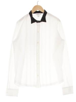 a gris homme Paris 화이트블랙 시스루 면혼방 플래스트런배색카라셔츠 