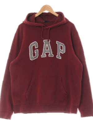 gap 버건디 면혼방 빅패치로고포켓루즈후디