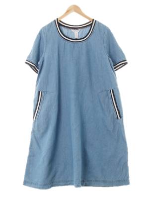 essacouture 연청 데님 시보리배색루즈원피스