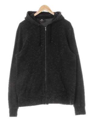 h&m 다크차콜 브러쉬사선패턴 면혼방 아웃포켓후드집업