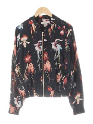 h&m 블랙 플라워패턴 실키라이트집업