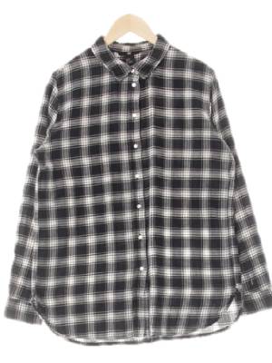 h&m 블랙 체크 면 자개버튼거즈셔츠