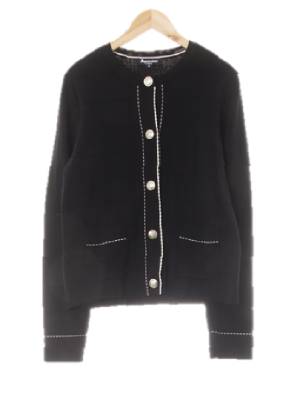 aquascutum 블랙 체크 앤틱버튼스티치포인트가디건