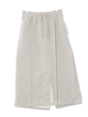 mixxo 멜란지그레이 면혼방 핀턱백슬릿롱스커트