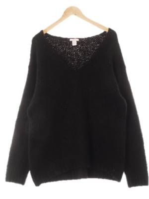 h&m 다크브라운 울혼방 루즈브이넥롱스웨터