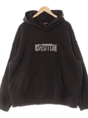 h&m 다크브라운 프린팅 면혼방 드롭숄더스웨트후드티
