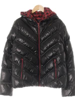 Guess 블랙 덕다운 풀집업유광패딩