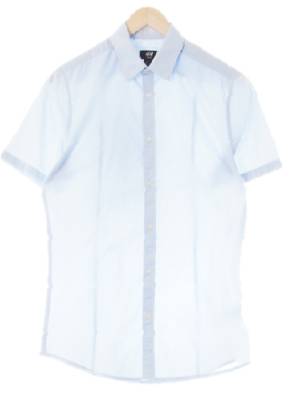 h&m 클린블루 면혼방 이지아이론심플반팔셔츠