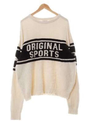 original sports 화이트블랙 캐시미어혼방 레터링배색루즈스웨터