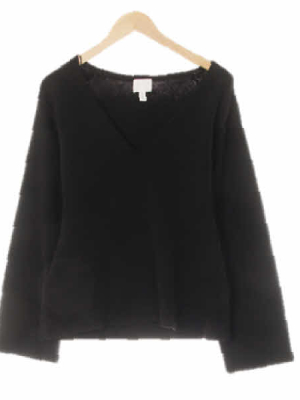 h&m 블랙 울혼방 드롭숄더브이넥스웨터