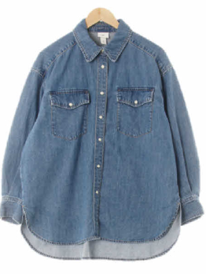 h&m 진청 데님 워싱웨스턴셔츠