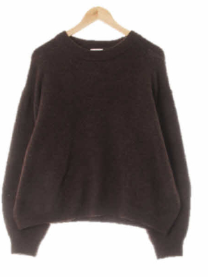 h&m 초콜릿트러플브라운 울혼방 헤어리라운드넥드롭숄더스웨터