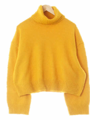 h&m 머스터드 울혼방 드롭숄더터틀넥스웨터