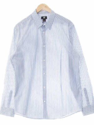 h&m 라이트블루네이비 스트라이프 면혼방 백대비기본셔츠
