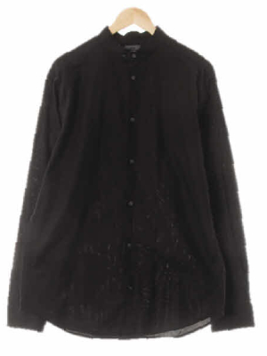 h&m 블랙 면 스탠드넥이중버튼셔츠