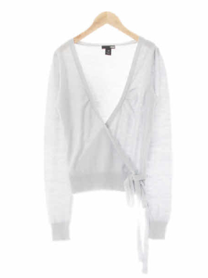 h&m 그레이쉬라이트블루 울혼방 스트링랩니트