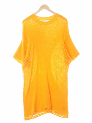 h&m 브라이트메리골드오렌지 면 루즈핏니팅반팔원피스