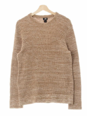 h&m 다크베이지 면혼방 보카시짜임니트 