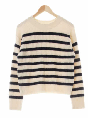 h&m 아이보리네이비 스트라이프 울혼방 리브드소프트스웨터