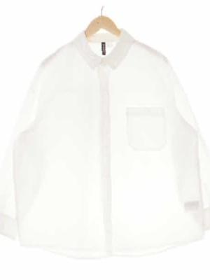 h&m 화이트 면 루즈핏포켓긴팔셔츠