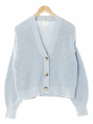h&m 파스텔블루 면혼방 루즈핏짜임가디건