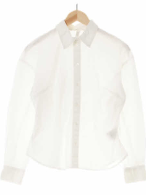 h&m 화이트 면혼방 드롭숄더블라우스