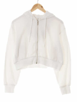 h&m 화이트 면혼방 크롭미니멀웜후드집업