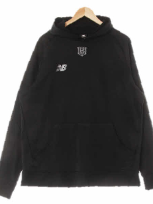 뉴발란스 블랙 프린팅 저지포켓루즈후드티