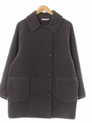 유니클로꼼뜨와데꼬또니에 차콜그레이 울혼방 더블버튼빅포켓카라코트