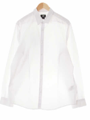 h&m 화이트 면혼방 긴팔이지아이론셔츠