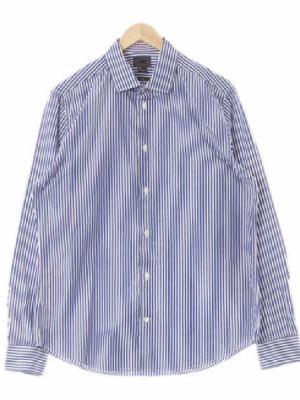 h&m 다크블루 스트라이프 면 와이드카라백대비셔츠