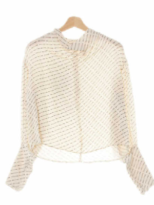 h&m 아이보리 사선레터링패턴 드레이프실키블라우스