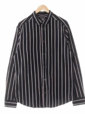 h&m 다크네이비 스트라이프 면 백대비긴소매셔츠