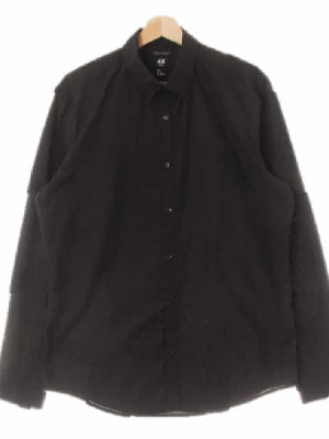 h&m 블랙 면혼방 기본셔츠