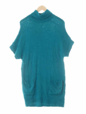르샵 피코크그린 울혼방 반소매터틀넥니트원피스